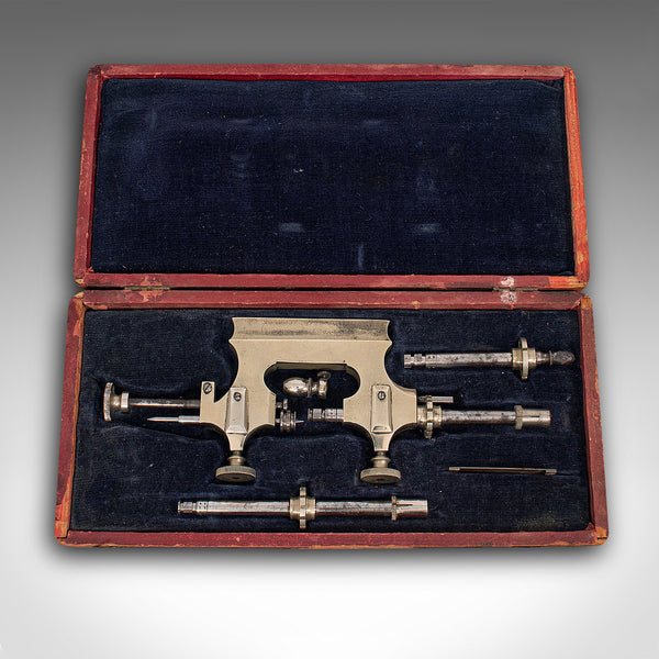 Antique Desktop Watchmaker's Lathe, Swiss, Brass, Jacot, Craftsman's Tool, 1920
