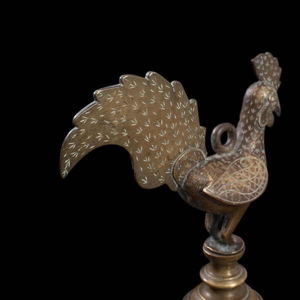 Antique Deccan Oil Lamp, Indian, Bronze, Hamsa, Bird, Late 19th Century, C.1900