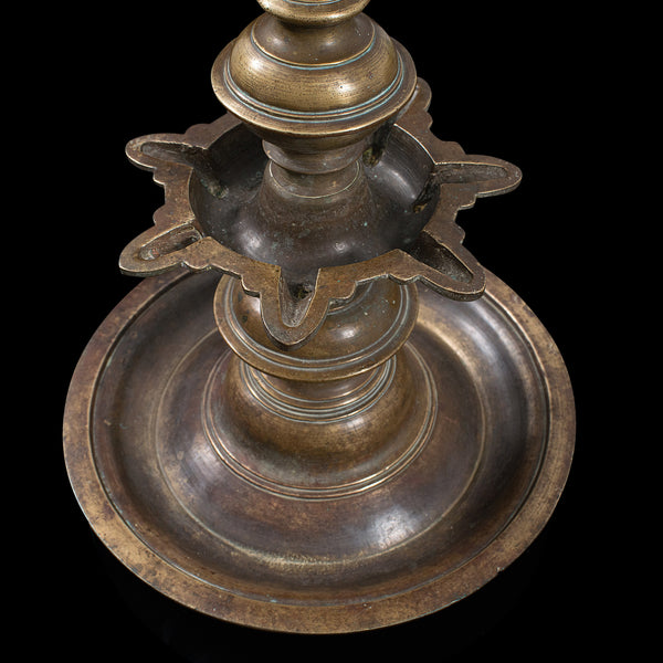 Antique Deccan Oil Lamp, Indian, Bronze, Hamsa, Bird, Late 19th Century, C.1900