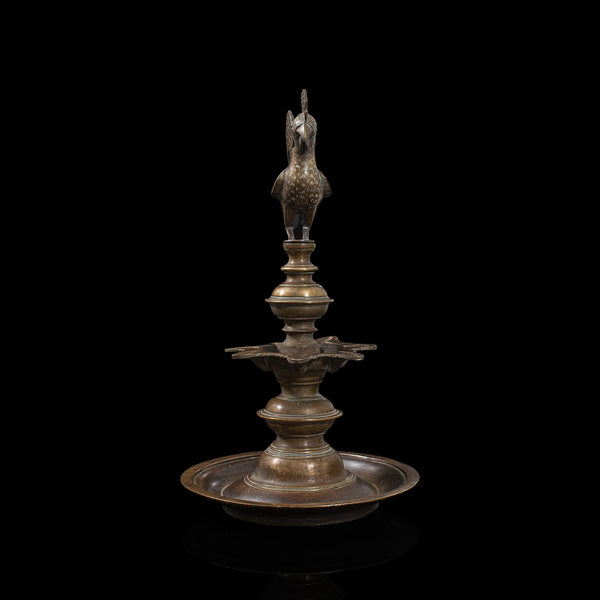 Antique Deccan Oil Lamp, Indian, Bronze, Hamsa, Bird, Late 19th Century, C.1900