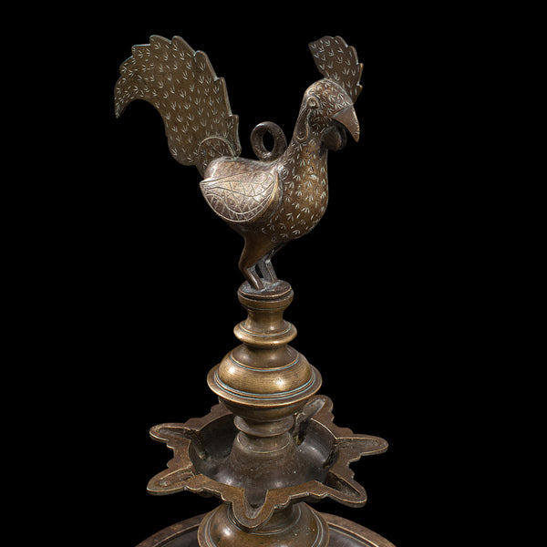Antique Deccan Oil Lamp, Indian, Bronze, Hamsa, Bird, Late 19th Century, C.1900