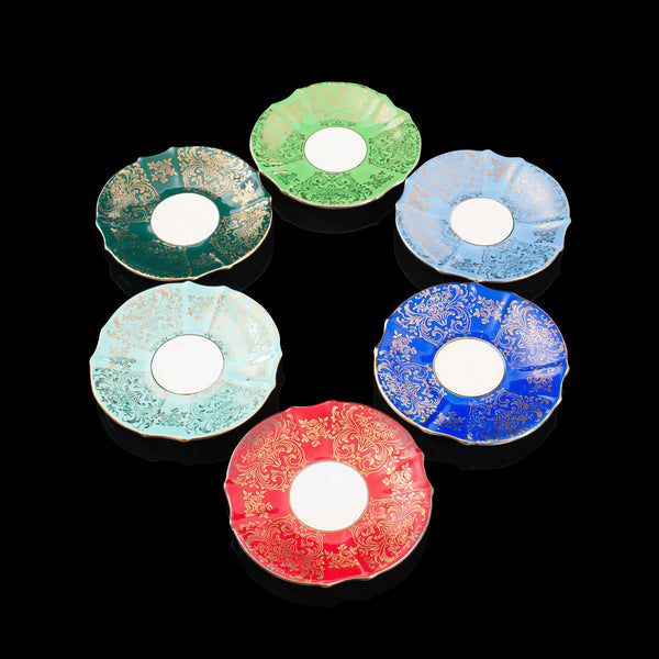 Rare, Unused, Set of 6 Vintage Tea Cups, German, Saucer, Alka, Bavaria, C.1940