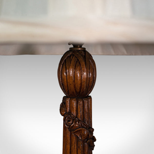 Antique Standard Lamp, Black Forest, Continental, Oak, Lounge, Light, Edwardian