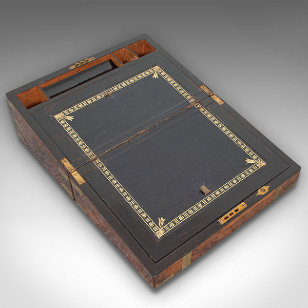 Antique Writing Slope, English, Mahogany, Brass, Correspondence Box, Victorian