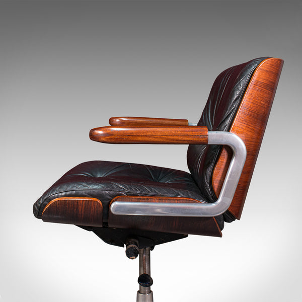 Vintage Giroflex Desk Chair, Swiss, Rosewood, Leather, Office Seat, Martin Stoll
