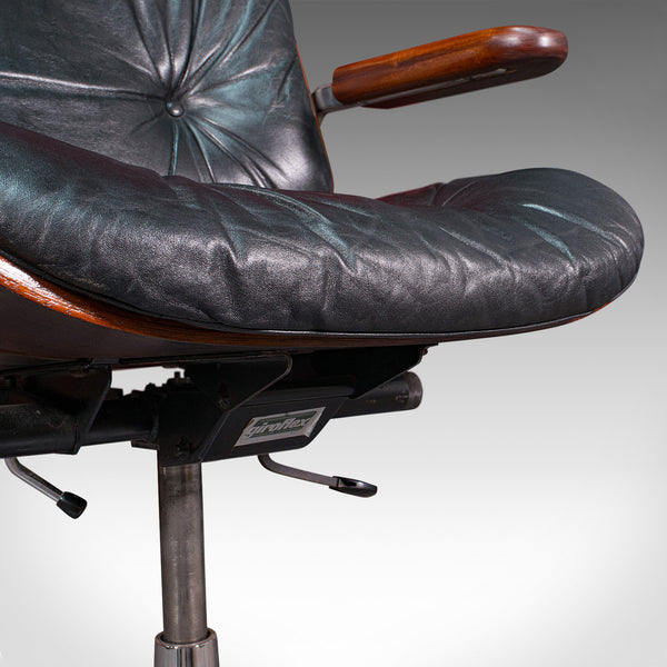 Vintage Giroflex Desk Chair, Swiss, Rosewood, Leather, Office Seat, Martin Stoll