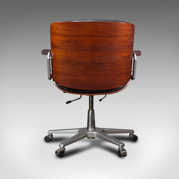 Vintage Giroflex Desk Chair, Swiss, Rosewood, Leather, Office Seat, Martin Stoll