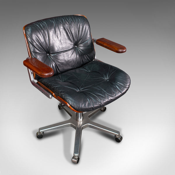 Vintage Giroflex Desk Chair, Swiss, Rosewood, Leather, Office Seat, Martin Stoll