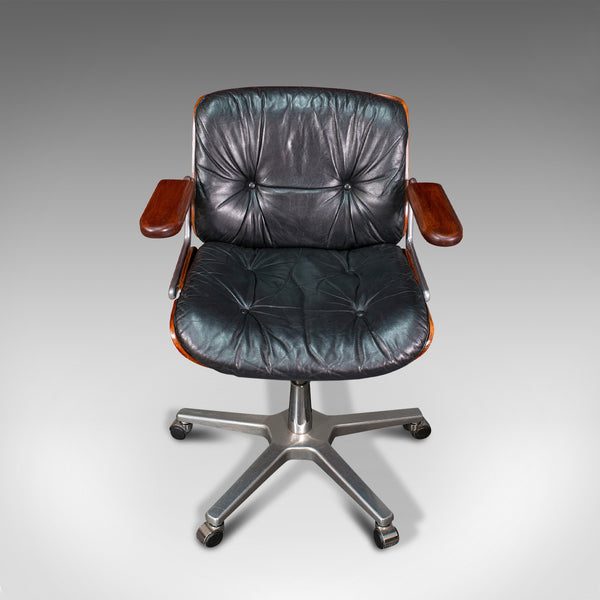 Vintage Giroflex Desk Chair, Swiss, Rosewood, Leather, Office Seat, Martin Stoll