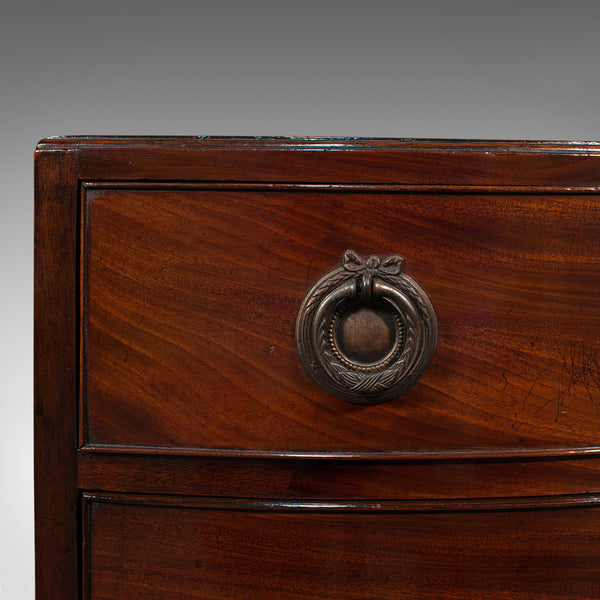 Compact Antique Chest of Drawers, English, Mahogany, Bedside Stand, Georgian