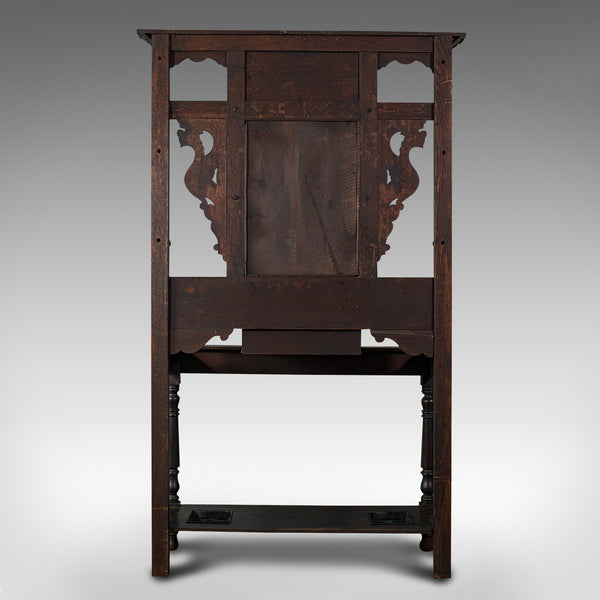 Tall Antique Hall Stand, English, Oak, Mirror, Coat Rack, Chinoiserie, Victorian