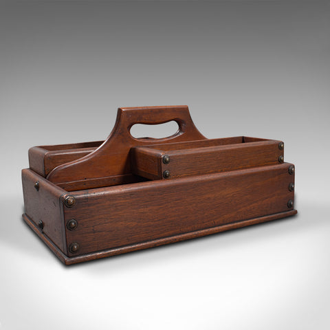 Antique Cobbler's Carry Tray, English, Mahogany, Tool Box, Cutlery, Edwardian