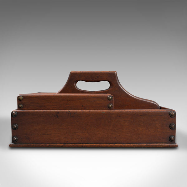 Antique Cobbler's Carry Tray, English, Mahogany, Tool Box, Cutlery, Edwardian