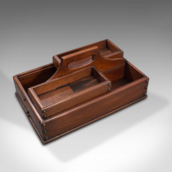 Antique Cobbler's Carry Tray, English, Mahogany, Tool Box, Cutlery, Edwardian
