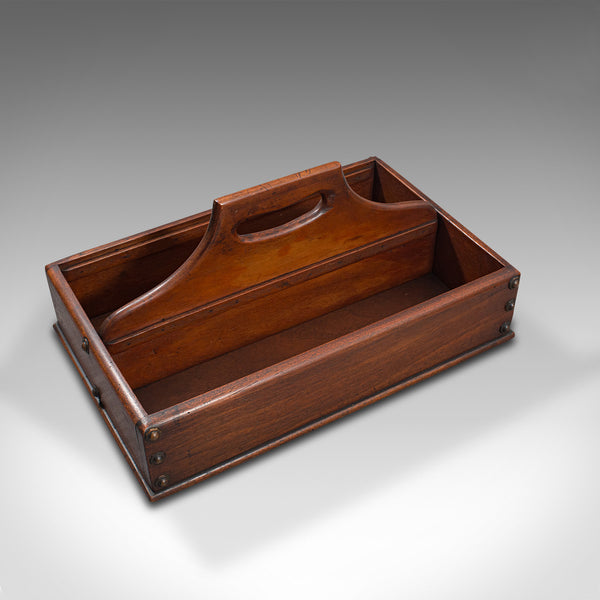 Antique Cobbler's Carry Tray, English, Mahogany, Tool Box, Cutlery, Edwardian