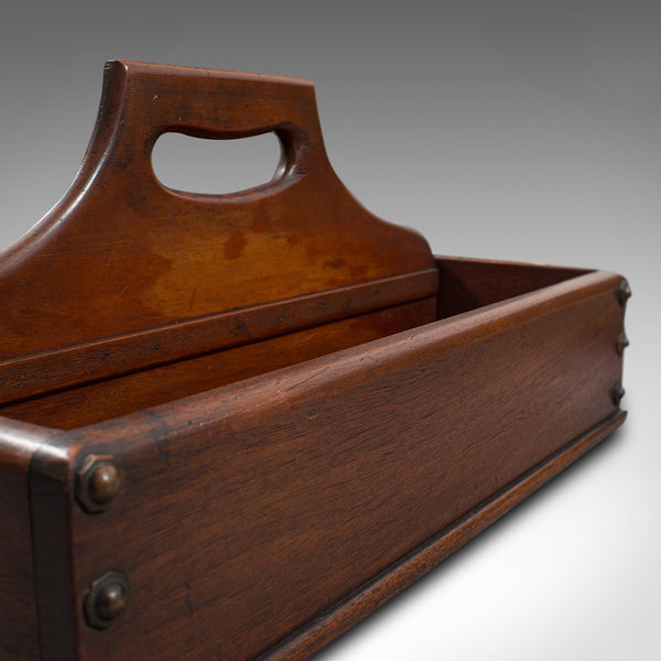 Antique Cobbler's Carry Tray, English, Mahogany, Tool Box, Cutlery, Edwardian
