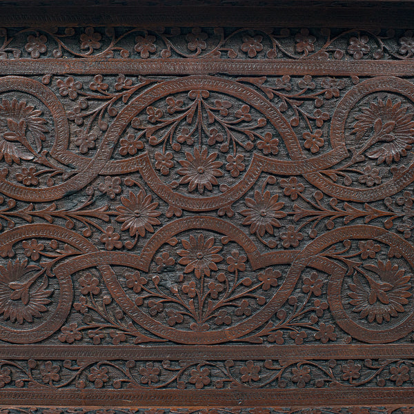 Antique Decorative Tea Tray, Indian, Mahogany, Butler, Serving, Victorian, 1900