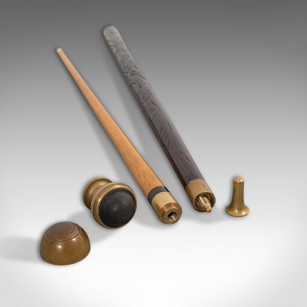 Vintage Gadget Cane, Continental, Hardwood, Walking Stick, Snooker Cue, C.1940