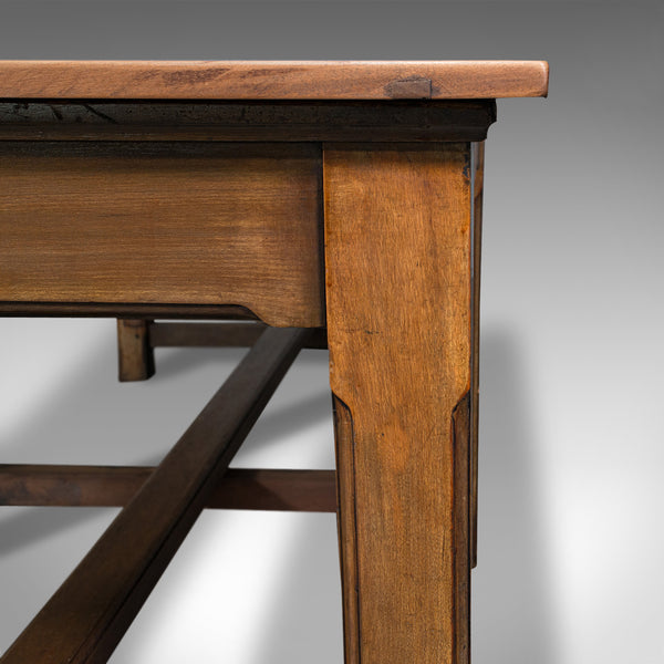 Large Antique Refectory Table, English, Teak, Mahogany, Dining, Industrial, 1900