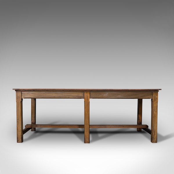 Large Antique Refectory Table, English, Teak, Mahogany, Dining, Industrial, 1900