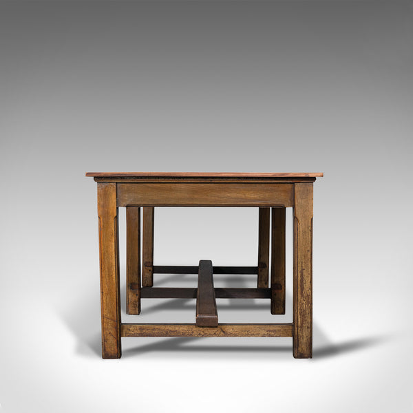 Large Antique Refectory Table, English, Teak, Mahogany, Dining, Industrial, 1900