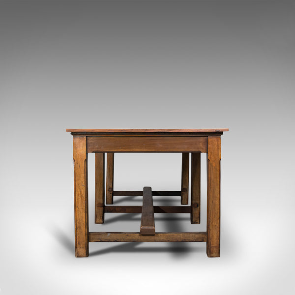 Large Antique Refectory Table, English, Teak, Mahogany, Dining, Industrial, 1900