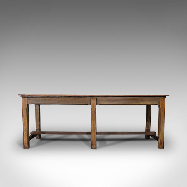 Large Antique Refectory Table, English, Teak, Mahogany, Dining, Industrial, 1900