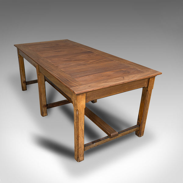 Large Antique Refectory Table, English, Teak, Mahogany, Dining, Industrial, 1900