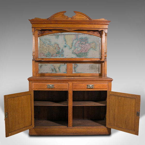 Large Antique Sideboard, English, Oak, Mirror, Cabinet, Arts & Crafts, Victorian