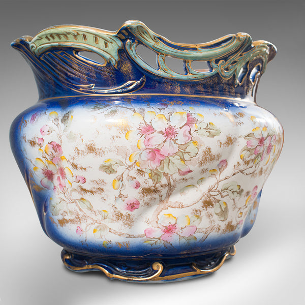 Large Antique Decorative Jardiniere, English, Ceramic, Planter, Bowl, Victorian
