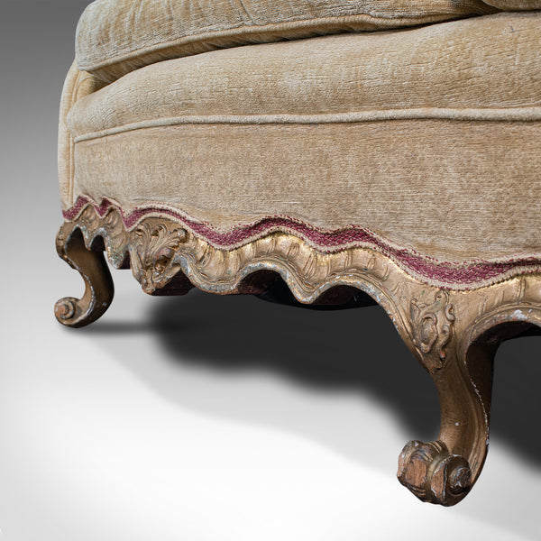 Antique 2 Seat Sofa, French, Textile, Beech, Settee, Lounge, Victorian, C.1900