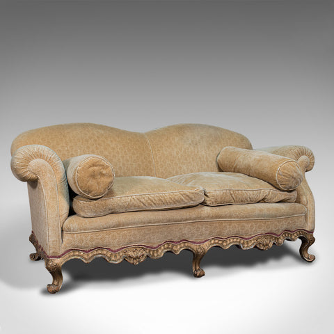 Antique 2 Seat Sofa, French, Textile, Beech, Settee, Lounge, Victorian, C.1900