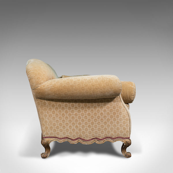 Antique 2 Seat Sofa, French, Textile, Beech, Settee, Lounge, Victorian, C.1900
