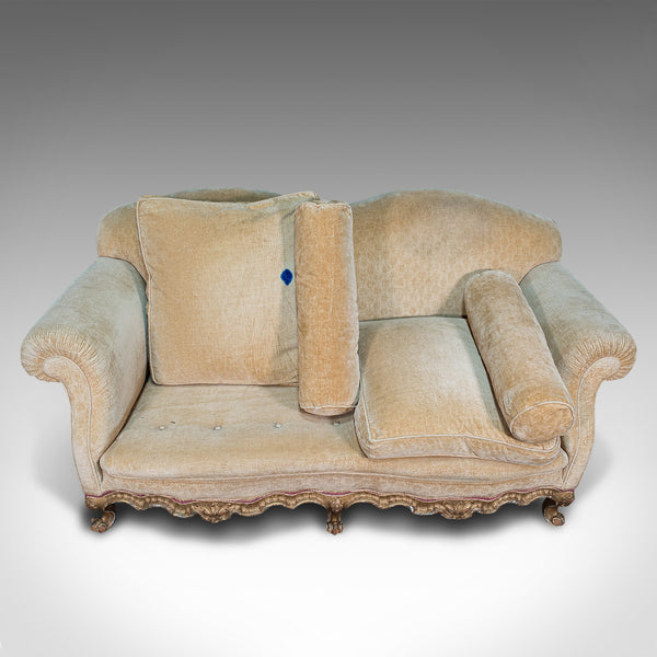 Antique 2 Seat Sofa, French, Textile, Beech, Settee, Lounge, Victorian, C.1900
