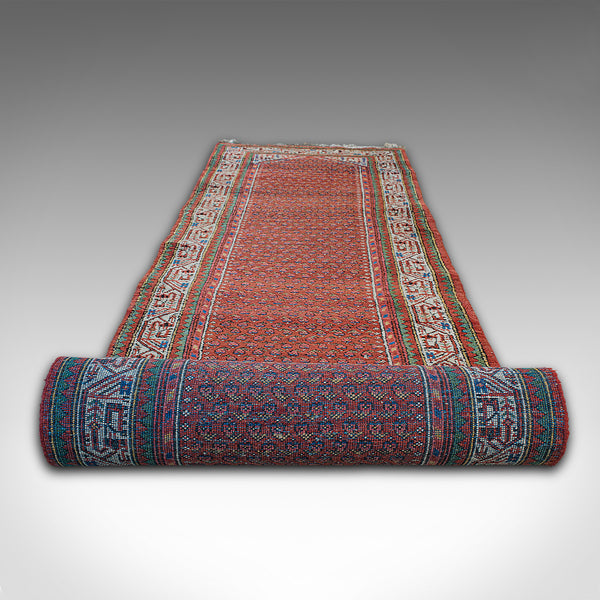 Long Vintage Hallway Runner, Persian, Woollen, Carpet, Mid 20th, Circa 1960