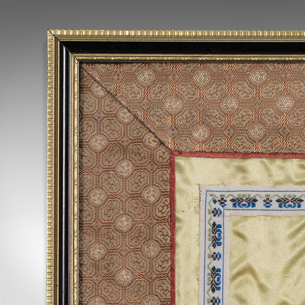 Antique Decorative Silk Panel, Chinese, Framed Needlepoint Tapestry, Circa 1900