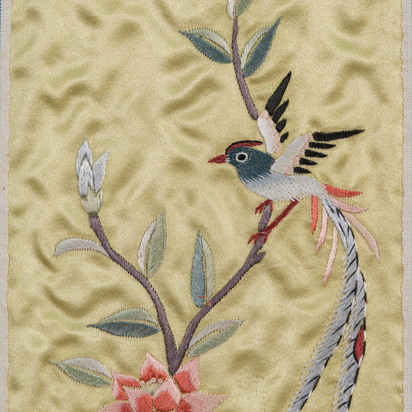 Antique Decorative Silk Panel, Chinese, Framed Needlepoint Tapestry, Circa 1900