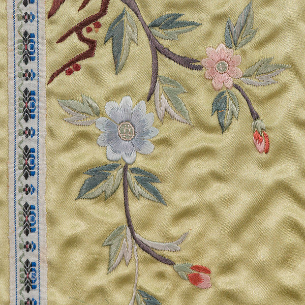 Antique Decorative Silk Panel, Chinese, Framed Needlepoint Tapestry, Circa 1900