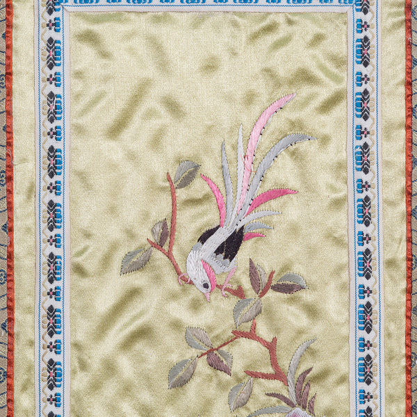 Antique Embroidered Silk Panel, Chinese, Framed Decorative Needlepoint Tapestry