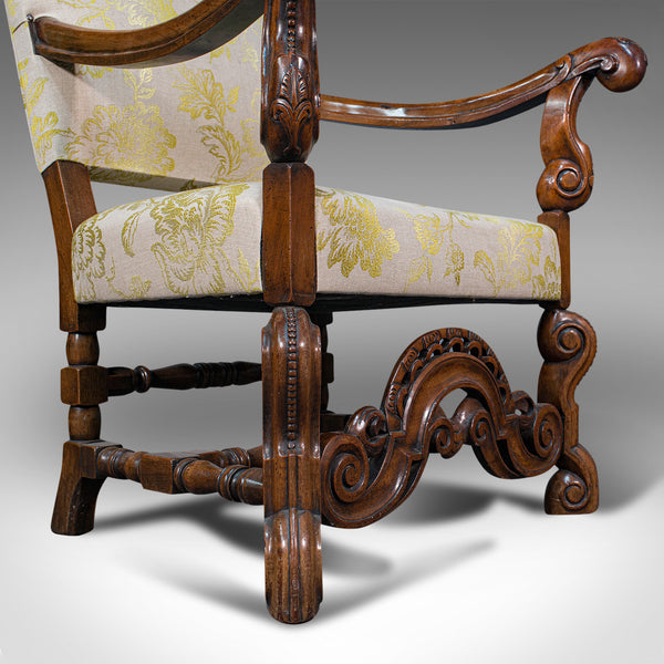 Pair Of Antique Drawing Room Elbow Chairs, English, Walnut, Armchair, Georgian