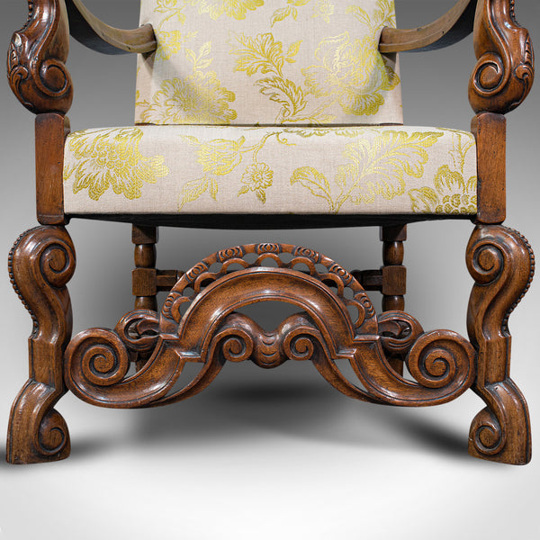 Pair Of Antique Drawing Room Elbow Chairs, English, Walnut, Armchair, Georgian