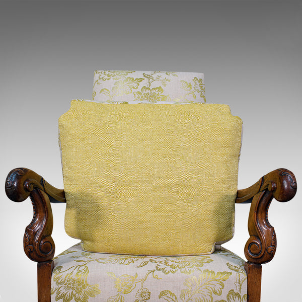 Pair Of Antique Drawing Room Elbow Chairs, English, Walnut, Armchair, Georgian
