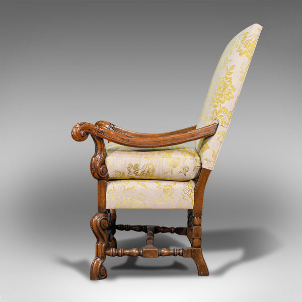 Pair Of Antique Drawing Room Elbow Chairs, English, Walnut, Armchair, Georgian