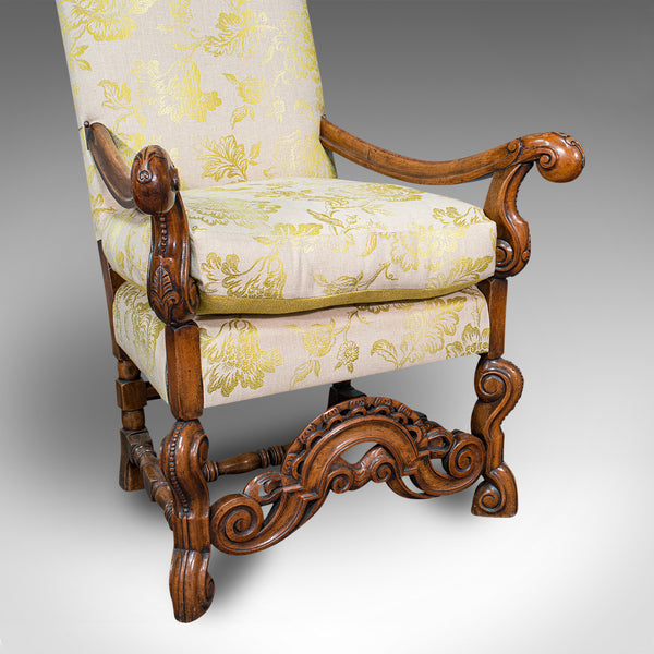 Pair Of Antique Drawing Room Elbow Chairs, English, Walnut, Armchair, Georgian