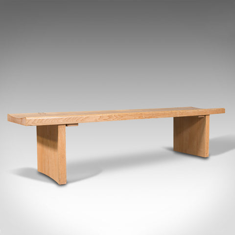 Large Vintage Museum Bench, English, Oak, Dining, Kitchen, Pew, Late 20th, 1980