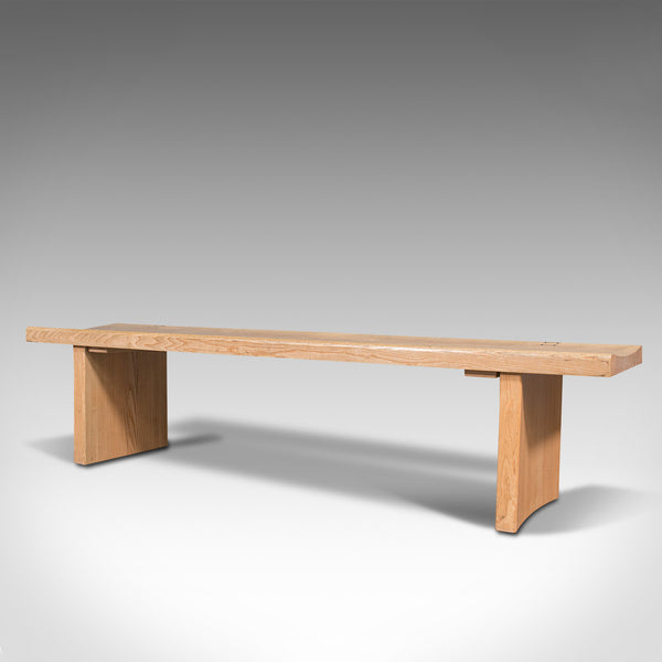 Large Vintage Museum Bench, English, Oak, Dining, Kitchen, Pew, Late 20th, 1980
