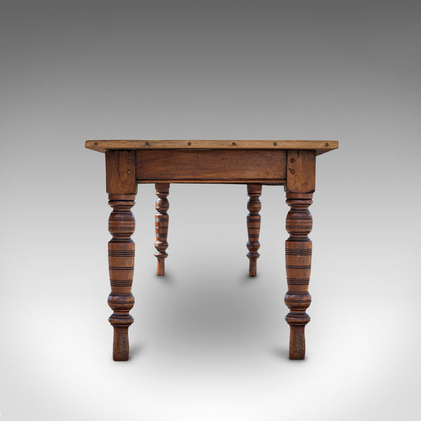 Large Antique Farmhouse Table, English, Pine, Mahogany, Kitchen, Dining, C.1900