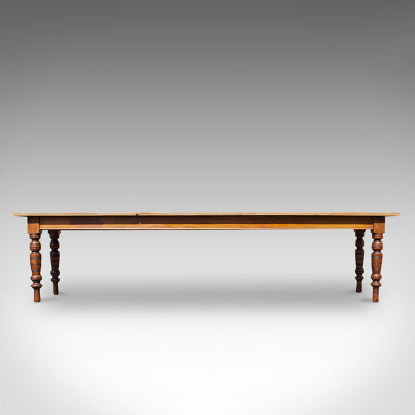 Large Antique Farmhouse Table, English, Pine, Mahogany, Kitchen, Dining, C.1900