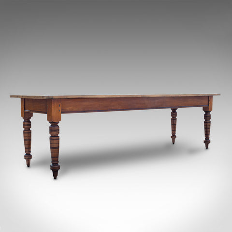 Large Antique Farmhouse Table, English, Mahogany, Pine, Dining, Kitchen, C.1900