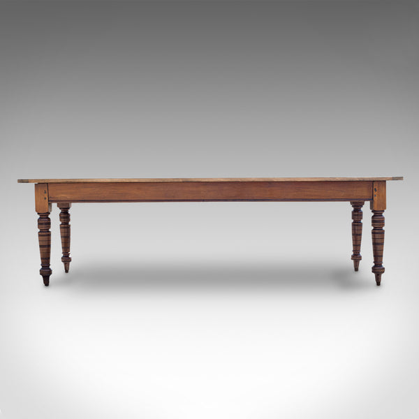 Large Antique Farmhouse Table, English, Mahogany, Pine, Dining, Kitchen, C.1900